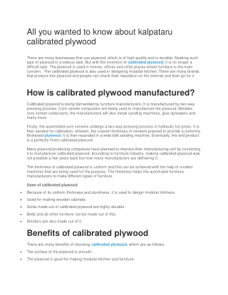 All you wanted to know about kalpataru calibrated plywood