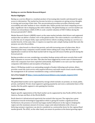 Backup as a service Market Research Report