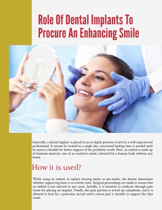Role Of Dental Implants To Procure An Enhancing Smile