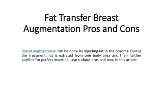 Fat Transfer Breast Augmentation Pros and Cons