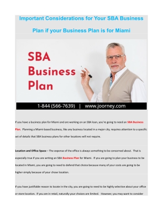 Important Considerations for Your SBA Business Plan if your Business Plan is for Miami