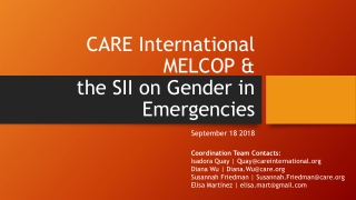 CARE International MELCOP &amp; the SII on Gender in Emergencies