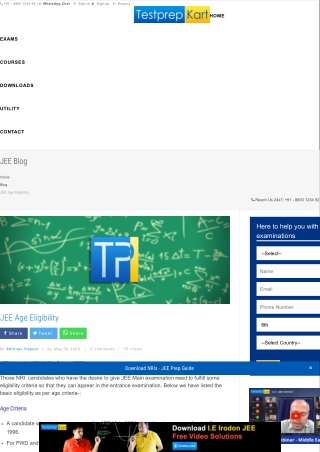 " JEE Age Eligibility - Testprepkart"