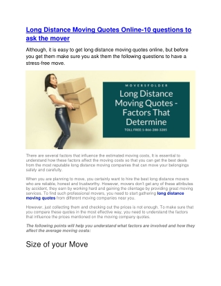 Long Distance Moving Quotes Online-10 questions to ask the mover