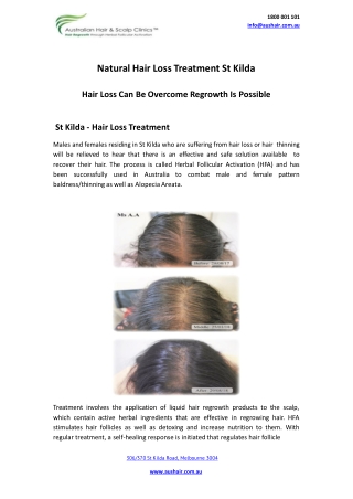 Natural hair loss treatment st kilda