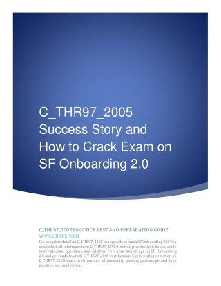 C_THR97_2005 Success Story and How to Crack Exam on SF Onboarding 2.0