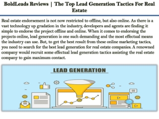 BoldLeads Reviews | The Top Lead Generation Tactics For Real Estate