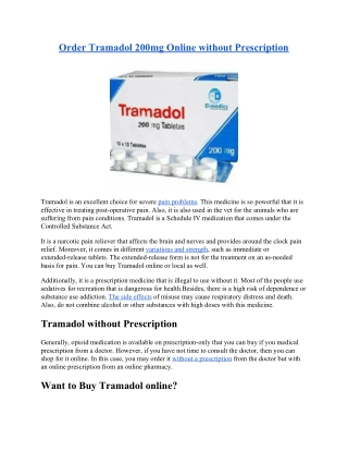 Order Tramadol 200mg Online without Prescription