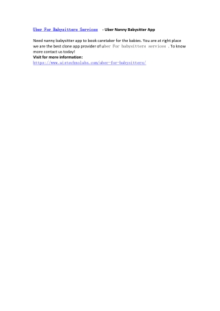 Uber For Babysitters Services - Uber Nanny Babysitter App