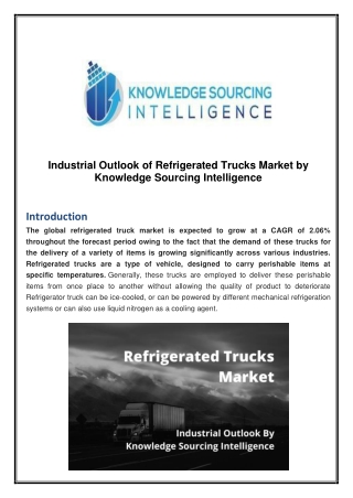 Industrial Outlook of Refrigerated Trucks Market by Knowledge Sourcing
