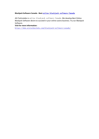 Blackjack Software Canada - Best online blackjack software Canada