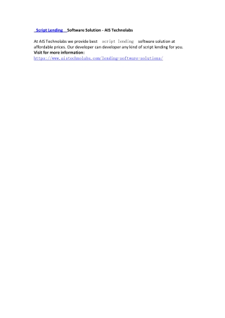 Script Lending Software Solution - AIS Technolabs