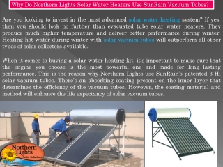 Northern Lights Solar Water Heaters