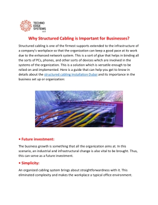 Why Structured Cabling is Important for Businesses?