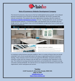 Role of Ecommerce Website Development Company