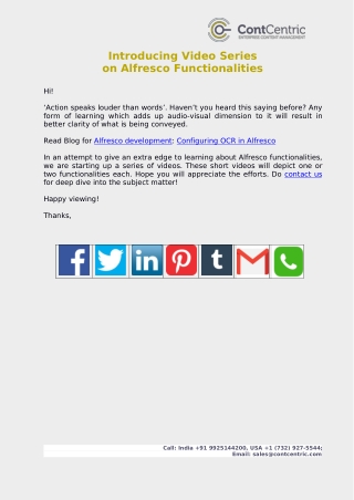 Introducing Video Series on Alfresco Functionalities