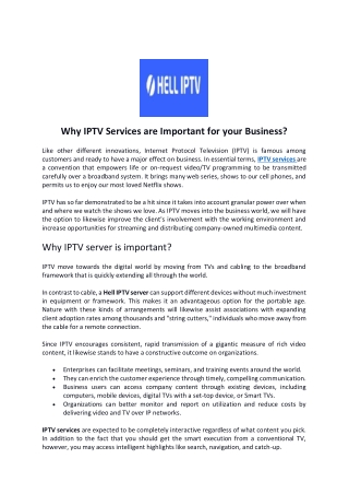 Why IPTV Services are Important for your Business?