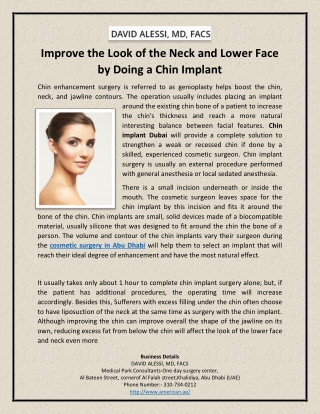 Improve the Look of the Neck and Lower Face by Doing a Chin Implant