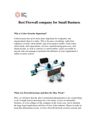 Best Firewall company for Small Business