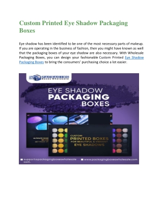 Custom Printed Eye Shadow Packaging Boxes
