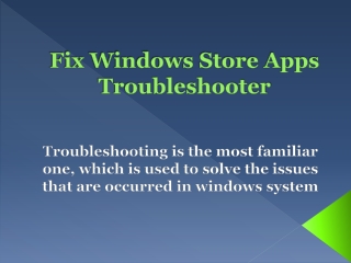 Fix Windows Store Apps Troubleshooter