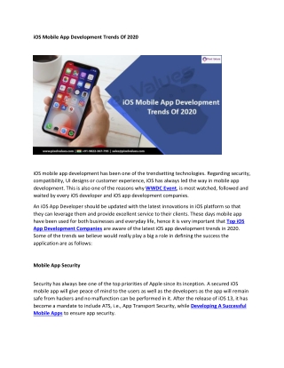iOS Mobile App Development #Trends Of #2020