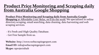 Product Price Monitoring and Scraping daily from Australia Google Shopping