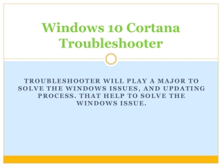 Windows 10 Cortana Troubleshooter