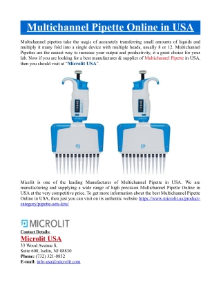 Multichannel Pipette Online in USA