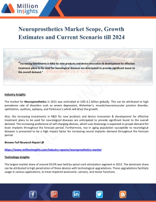 Neuroprosthetics Market Scope, Growth Estimates and Current Scenario till 2024
