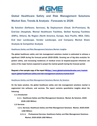 Global Healthcare Safety and Risk Management Solutions Market Size, Trends & Analysis - Forecasts to 2026