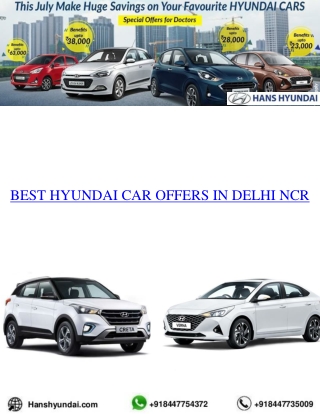 Best Hyundai Car offers in Delhi NCR for the month of July
