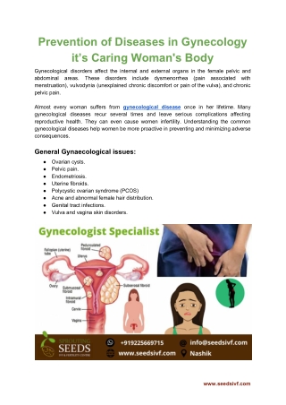 Prevention of Diseases in Gynecology it’s Caring Woman's Body