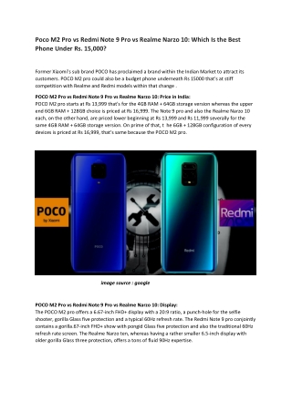 Poco M2 Pro vs Redmi Note 9 Pro vs Realme Narzo 10: Which Is the Best Phone Under Rs. 15,000?