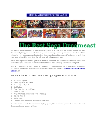 Best SEGA Dreamcast Fighting Games