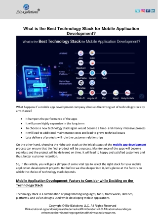 What is the Best Technology Stack for Mobile Application Development?