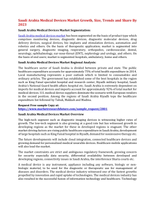 Saudi Arabia Medical Devices Market Growth, Size, Trends and Share By 2023