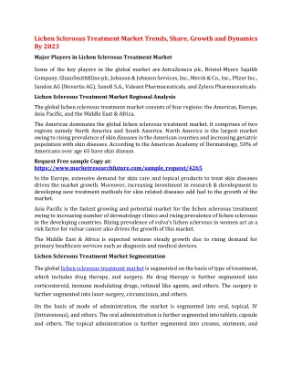 Lichen Sclerosus Treatment Market Trends, Share, Growth and Dynamics By 2023