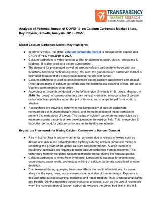 Calcium Carbonate Market Share, Trends, Strong Application Scope, Key Players, Growth and Forecasts by 2027