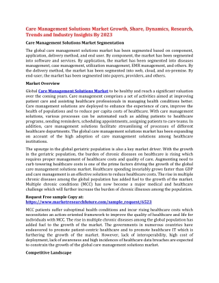 Care Management Solutions Market Growth, Share, Dynamics, Research, Trends and Industry Insights By 2023