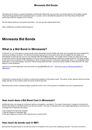 Minnesota Bid Bonds