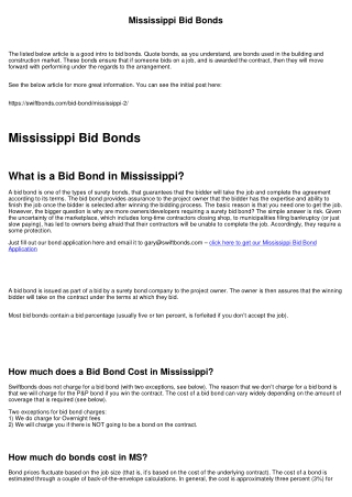 Mississippi Bid Bonds