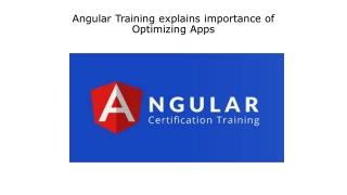 Angular Training explains importance of Optimizing Apps