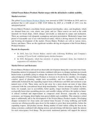 Global Frozen Bakery Products Market to expand with a CAGR of 5% by 2025