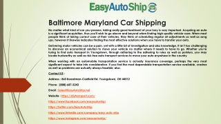 Baltimore Maryland Car Shipping