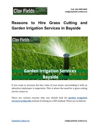 Reasons to Hire Grass Cutting and Garden Irrigation Services in Bayside