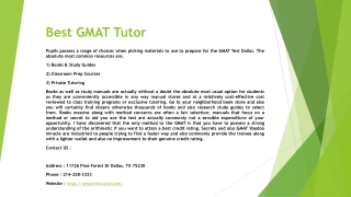 Best GMAT Tutor