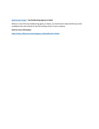 Head hunters Dubai - Top Headhunting Agency In Dubai