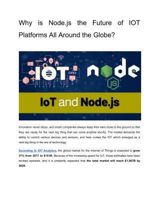 Why is Node.js the Future of IOT Platforms All Around the Globe?