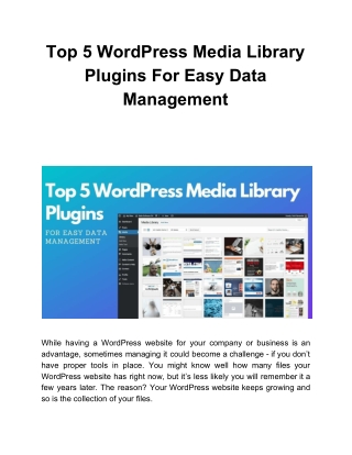 Top 5 WordPress Media Library Plugins For Easy Data Management